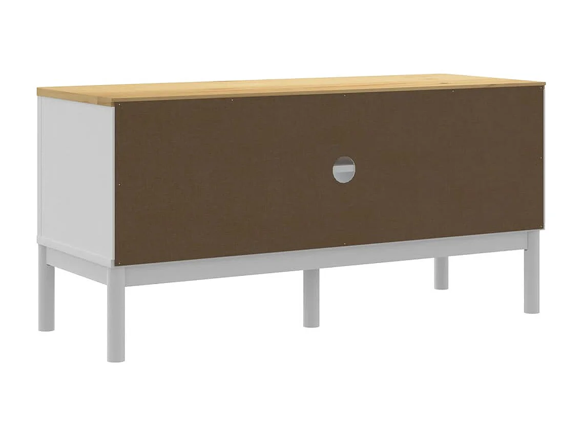 Meuble TV FLORO blanc 114x43x55 bois massif de pin