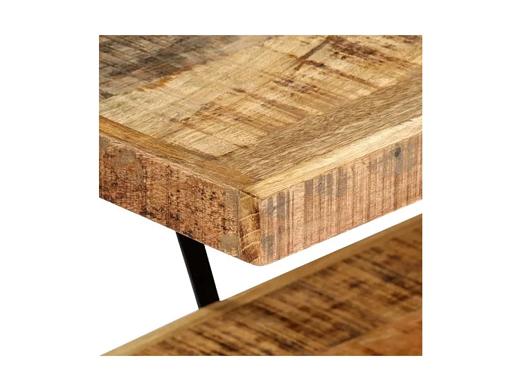 Meuble TV manguier massif clair et métal noir Louane