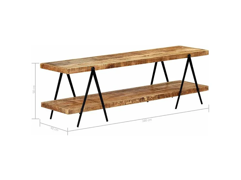 Meuble TV manguier massif clair et métal noir Louane