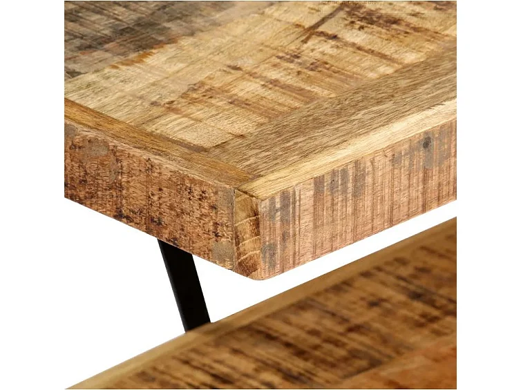 Meuble TV manguier massif clair et métal noir Louane