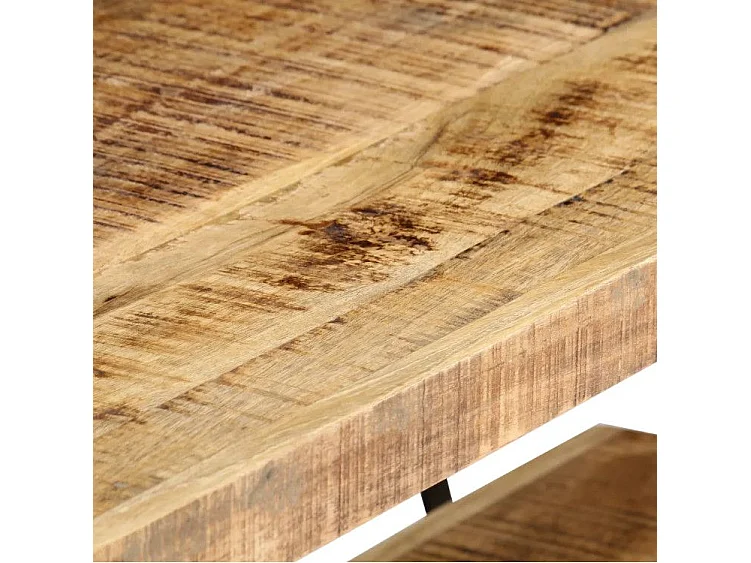 Meuble TV manguier massif clair et métal noir Louane