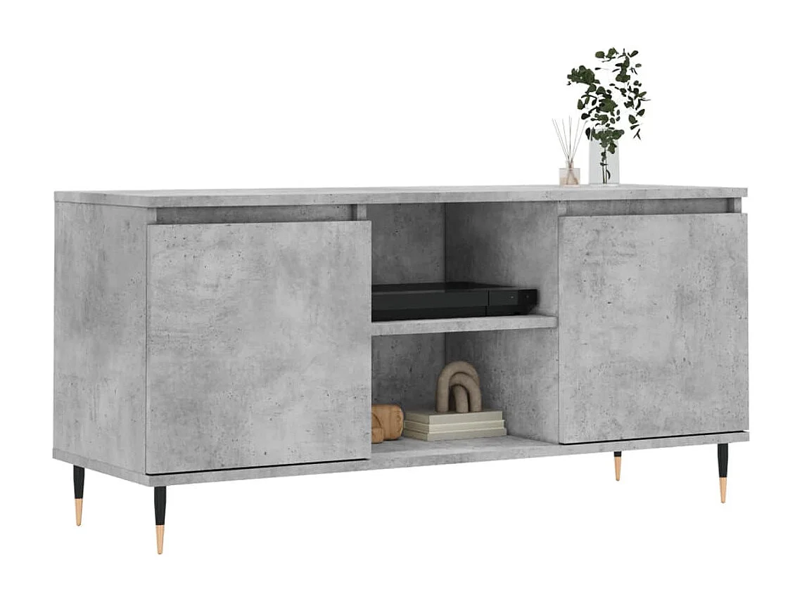 Meuble TV gris béton 104x35x50 bois d'ingénierie