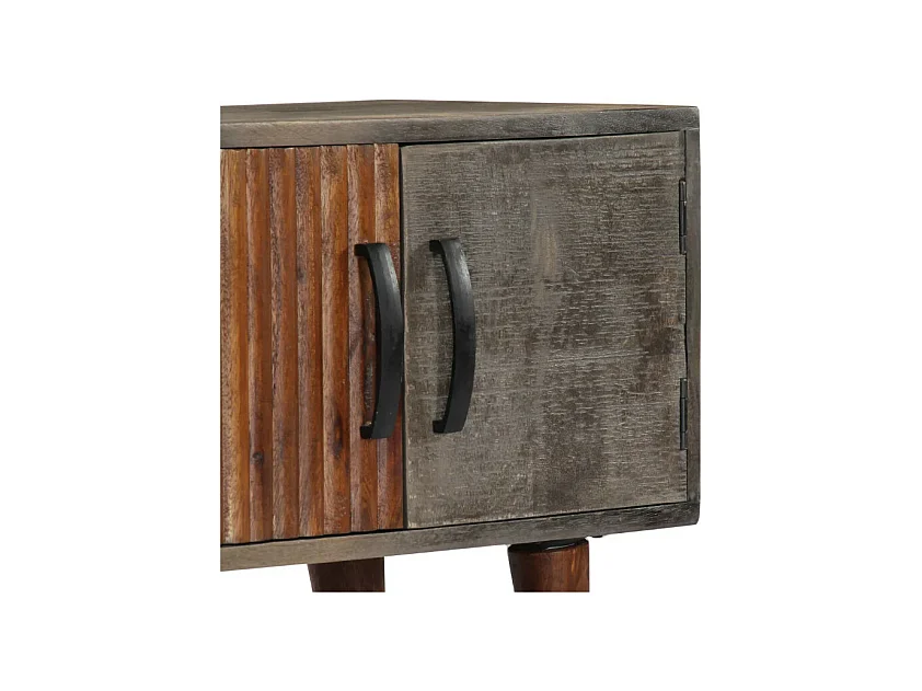 Meuble TV 2 portes manguier massif gris Nelle