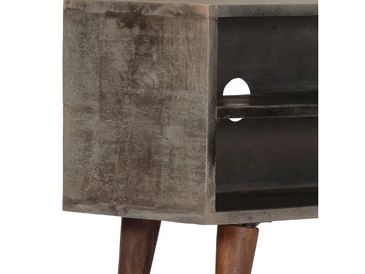 Meuble TV 2 portes manguier massif gris Nelle