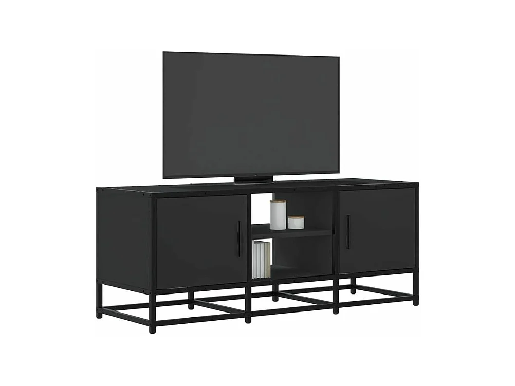 Meuble TV noir 100x35x41 bois d'ingénierie et métal