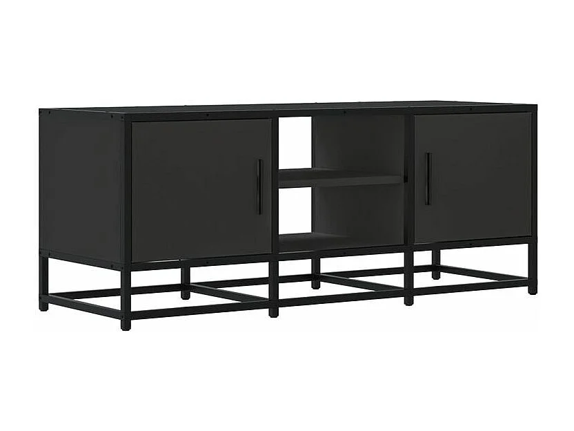 Meuble TV noir 100x35x41 bois d'ingénierie et métal