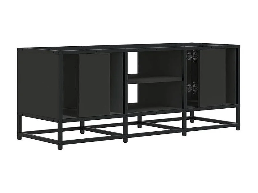 Meuble TV noir 100x35x41 bois d'ingénierie et métal