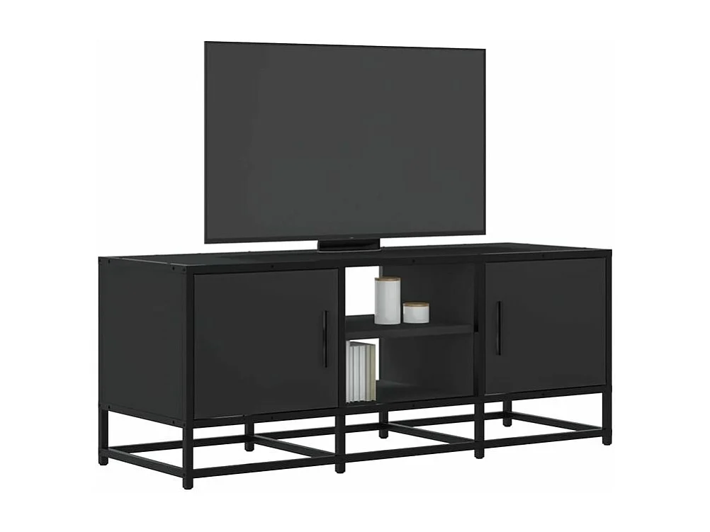 Meuble TV noir 100x35x41 bois d'ingénierie et métal