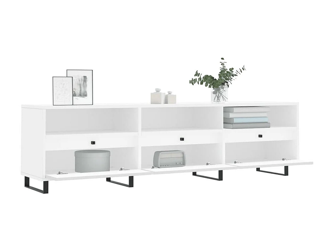 Meuble TV blanc 150x30x44,5 bois d'ingénierie