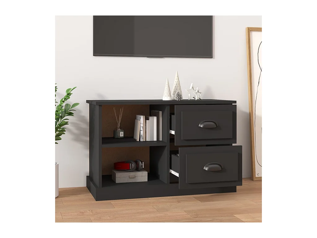 Meuble TV noir 73x35,5x47,5 bois d'ingénierie