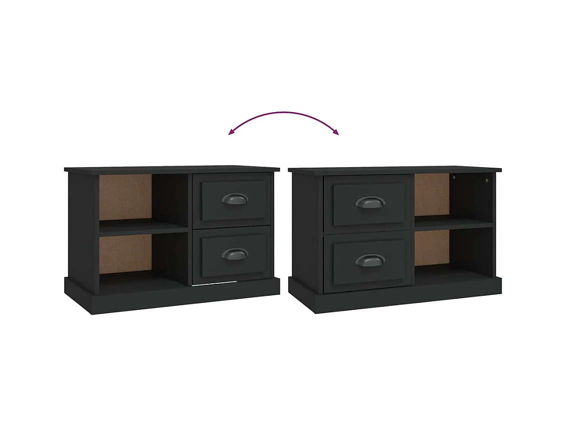 Meuble TV noir 73x35,5x47,5 bois d'ingénierie