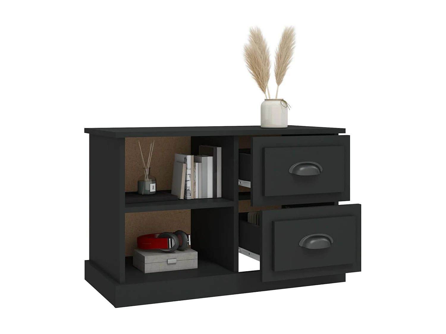 Meuble TV noir 73x35,5x47,5 bois d'ingénierie