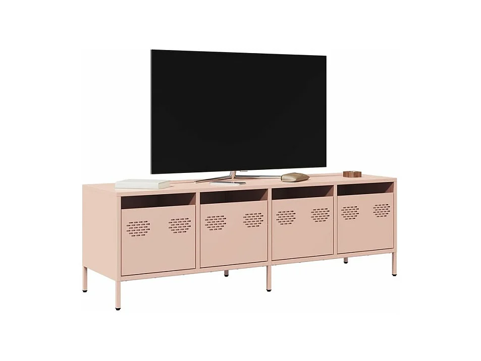 Meuble TV rose 135x39x43,5 acier laminé à froid