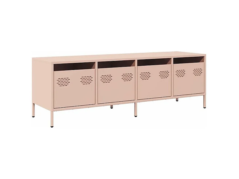 Meuble TV rose 135x39x43,5 acier laminé à froid