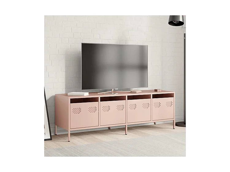 Meuble TV rose 135x39x43,5 acier laminé à froid