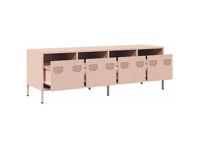 Meuble TV rose 135x39x43,5 acier laminé à froid