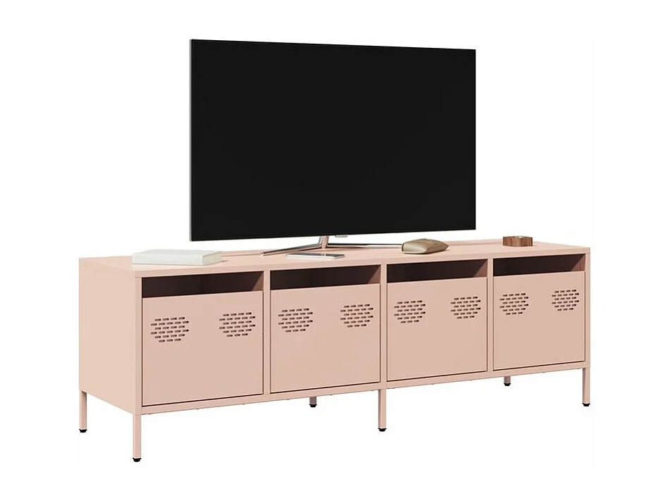 Meuble TV rose 135x39x43,5 acier laminé à froid
