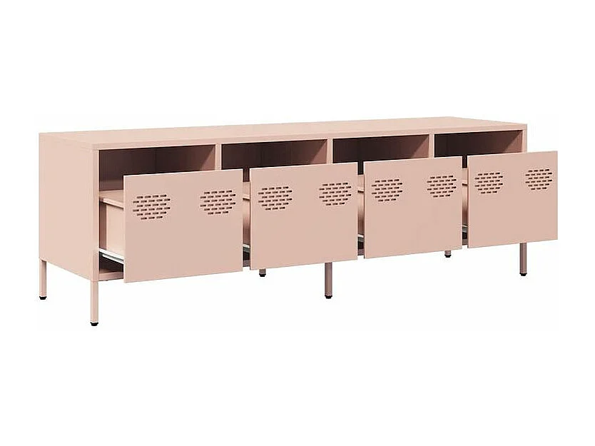 Meuble TV rose 135x39x43,5 acier laminé à froid