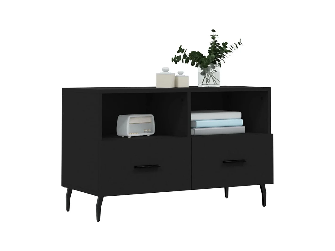 Meuble TV Noir 80x36x50 Bois d'ingénierie