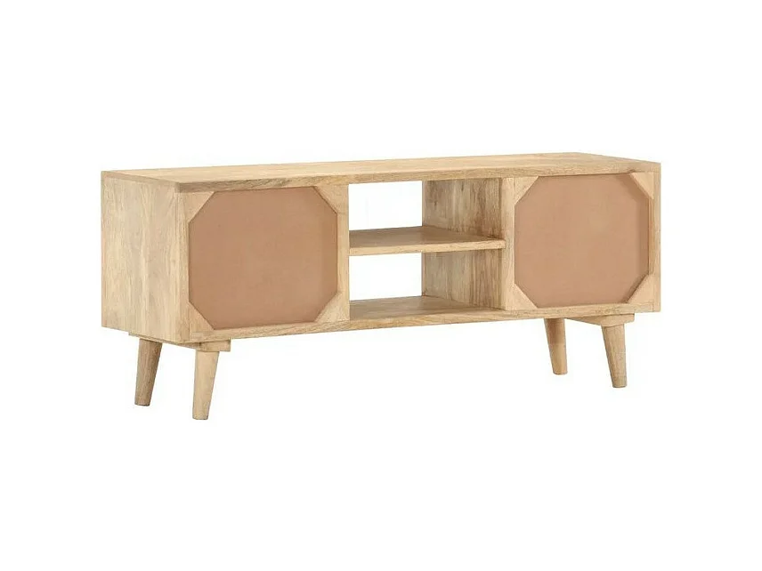 Meuble TV 4 tiroirs manguier massif clair Dipen 110cm