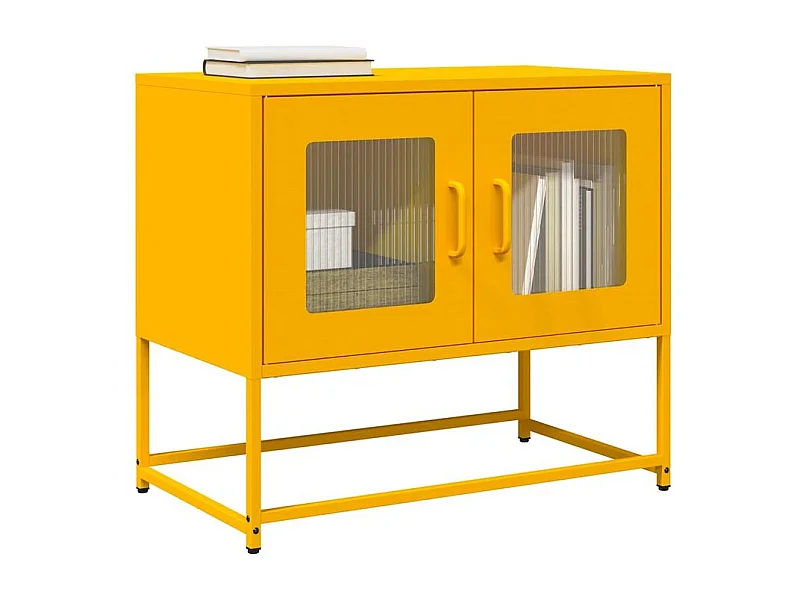 Meuble TV jaune moutarde 68x39x60,5 acier laminé à froid