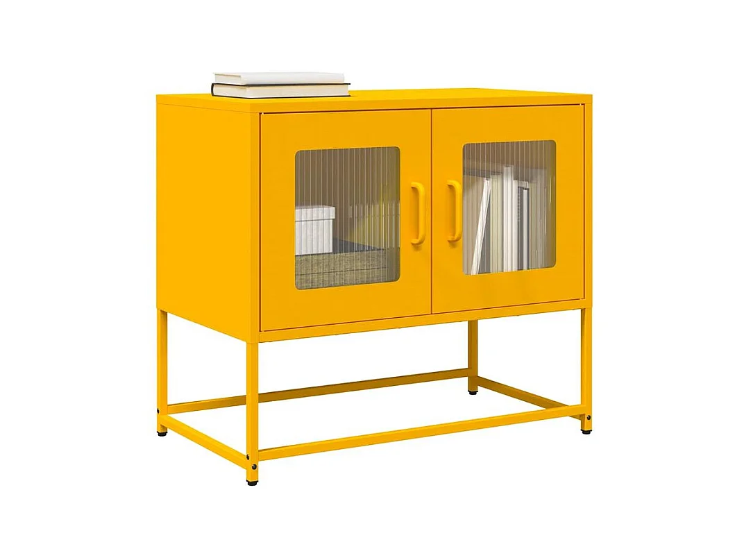 Meuble TV jaune moutarde 68x39x60,5 acier laminé à froid