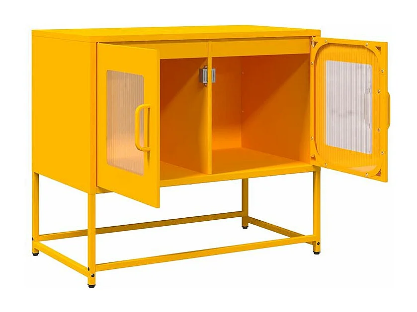 Meuble TV jaune moutarde 68x39x60,5 acier laminé à froid
