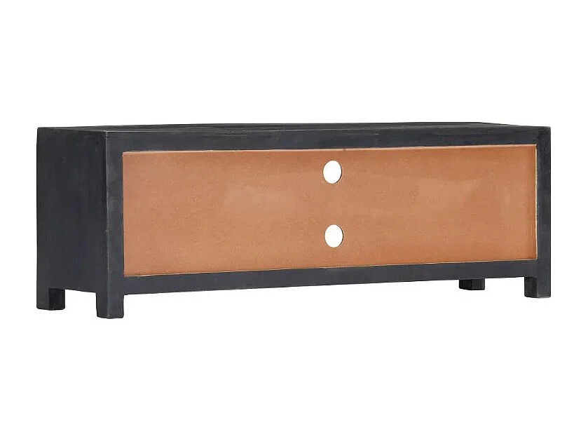 Meuble TV 3 portes manguier massif clair et gris Misty