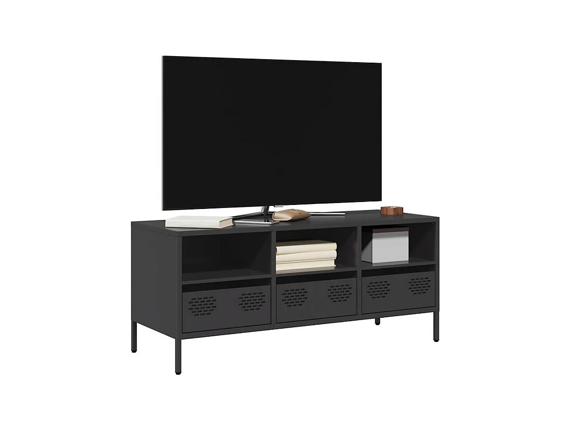 Meuble TV noir 101,5x39x43,5 acier laminé à froid