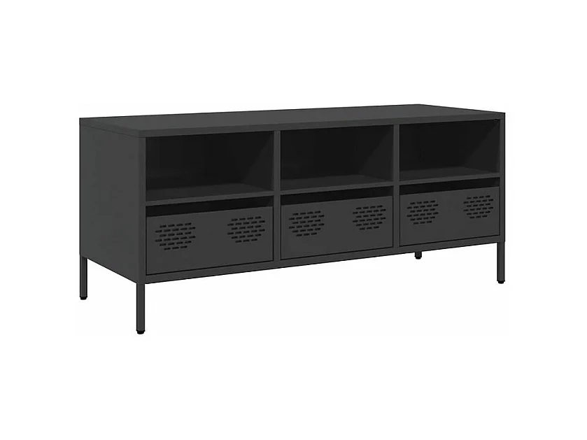 Meuble TV noir 101,5x39x43,5 acier laminé à froid