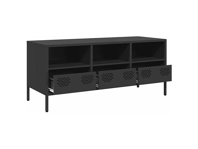 Meuble TV noir 101,5x39x43,5 acier laminé à froid