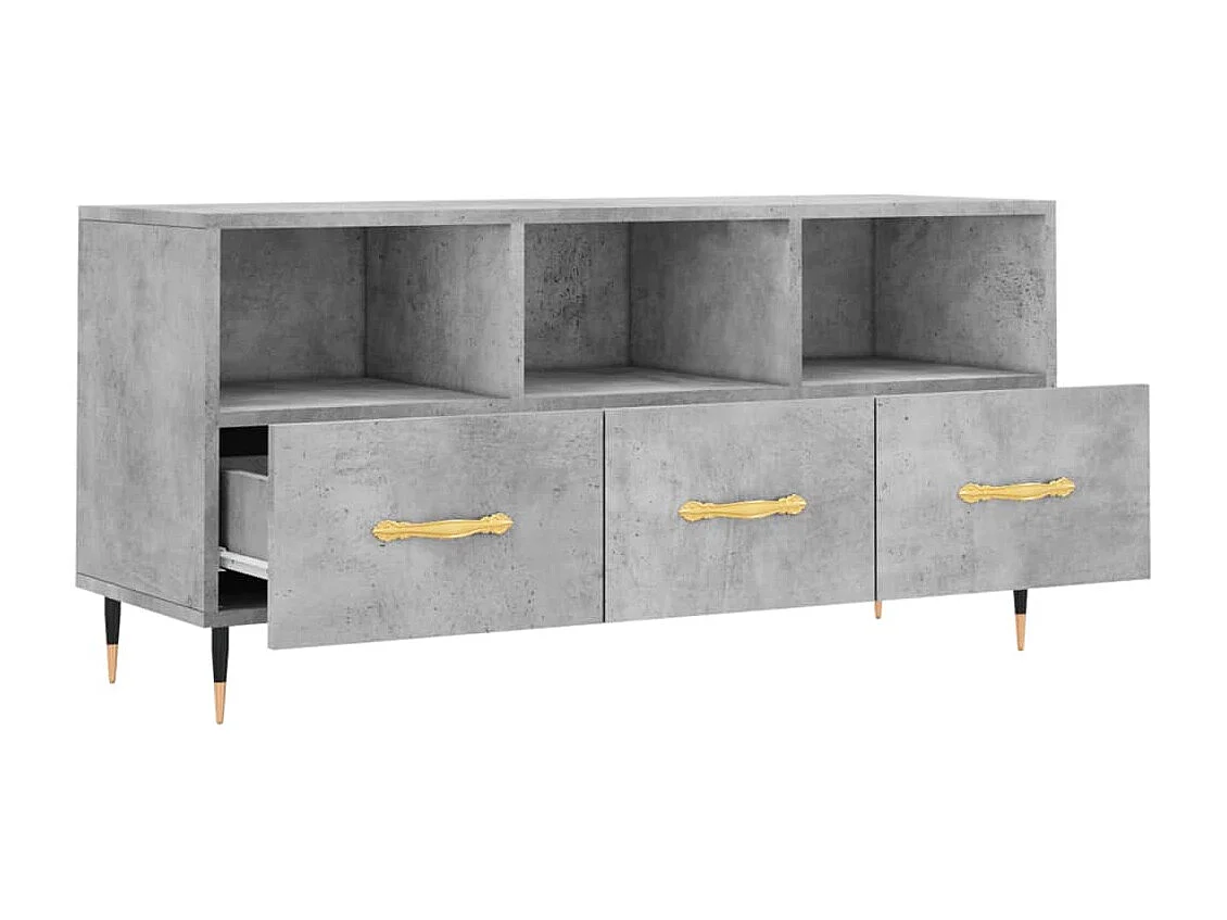 Meuble TV gris béton 102x36x50 bois d'ingénierie