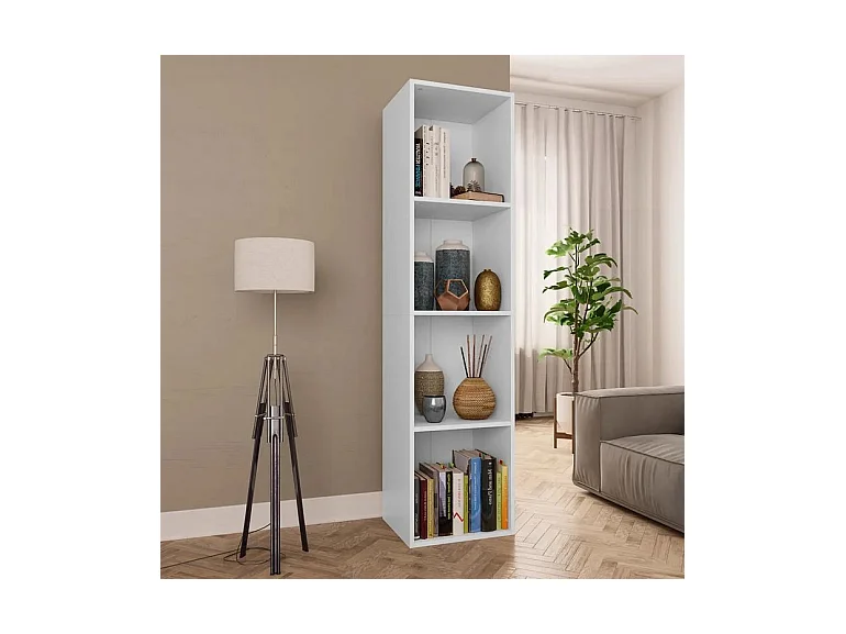 Meuble TV 4 niches bois blanc Asana 143cm