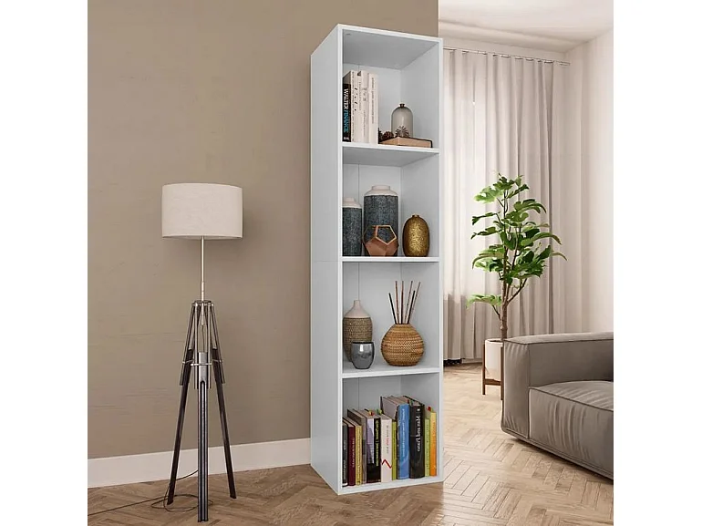 Meuble TV 4 niches bois blanc Asana 143cm