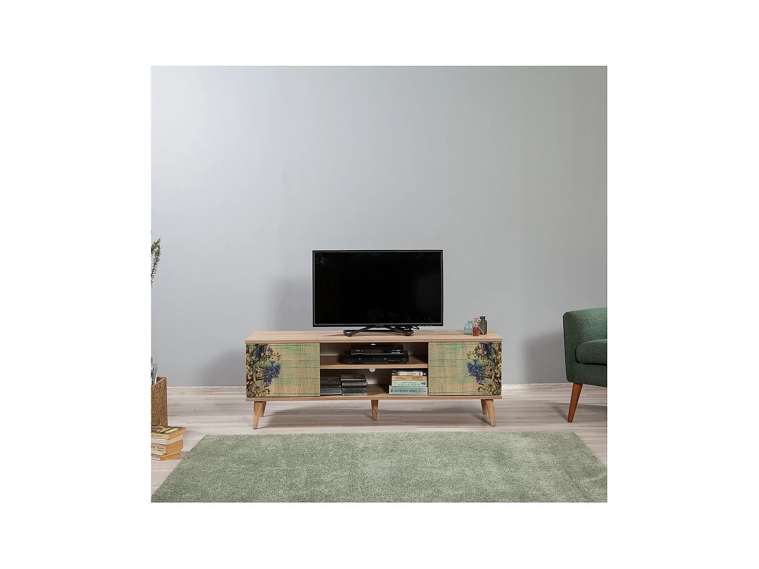 Mueble de TV – 140 cm – Roble Sonoma – Tablero de partículas revestido de melamina
