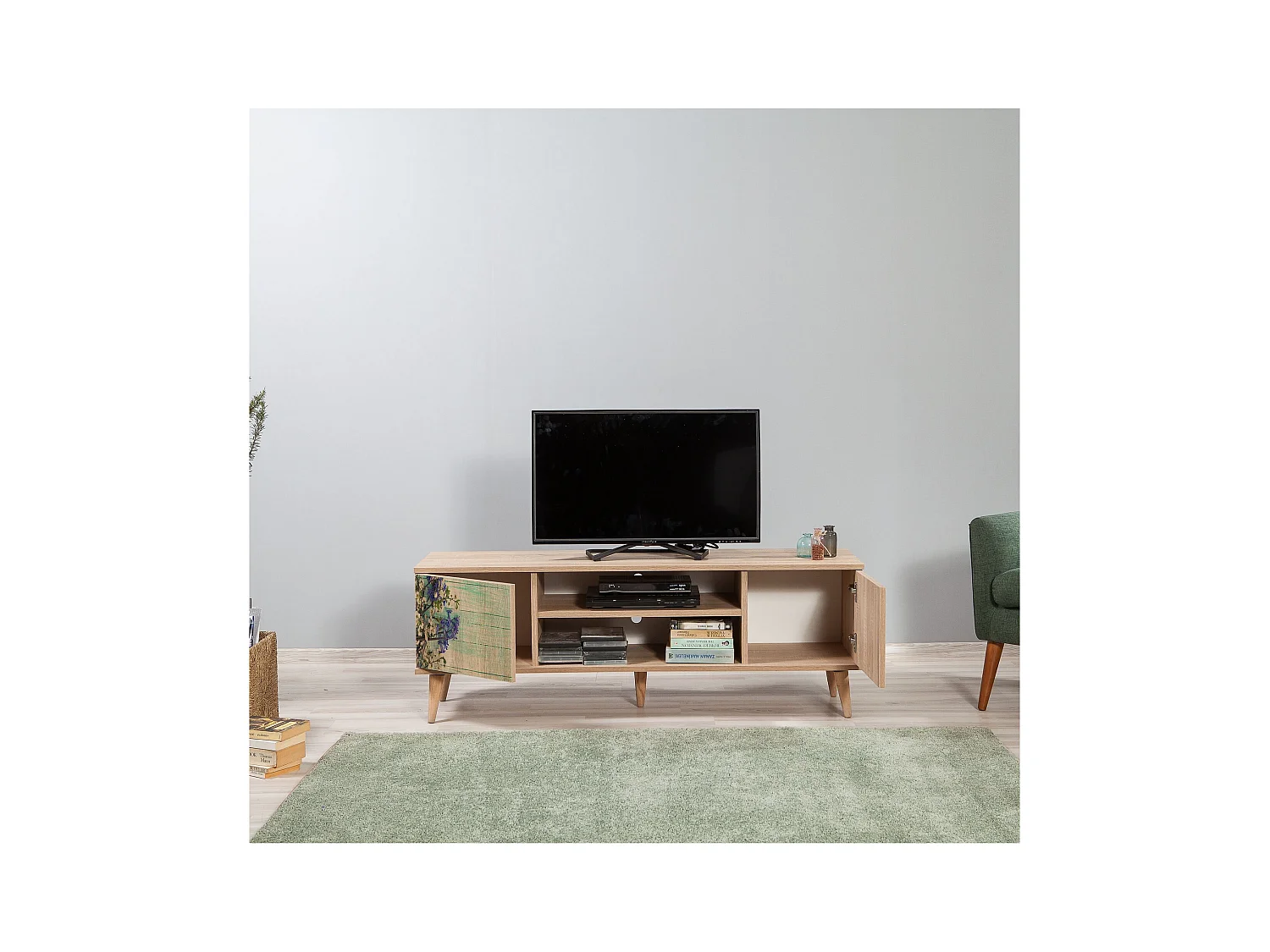Mueble de TV – 140 cm – Roble Sonoma – Tablero de partículas revestido de melamina