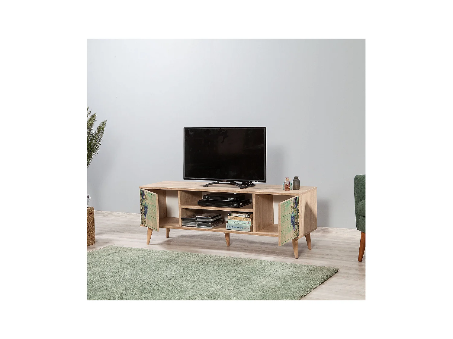 Mueble de TV – 140 cm – Roble Sonoma – Tablero de partículas revestido de melamina