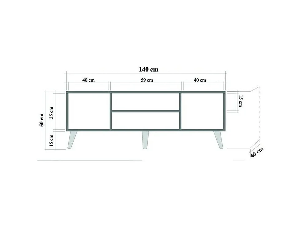 Mueble de TV – 140 cm – Roble Sonoma – Tablero de partículas revestido de melamina