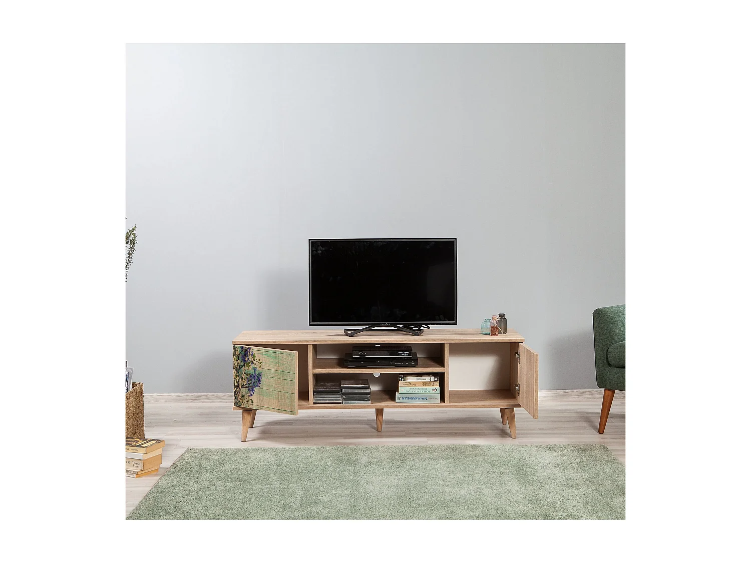 TV-Ständer – 140 cm – Sonoma-Eiche – Melaminbeschichtete Spanplatte