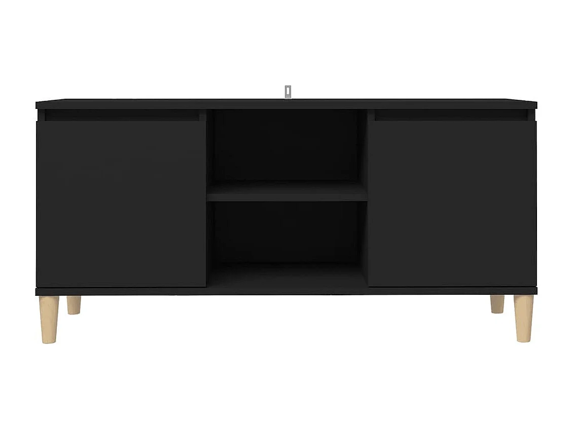 Meuble TV avec pieds en bois massif Noir 103,5x35x50
