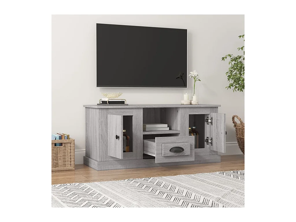 Meuble TV sonoma gris 100x35,5x45 bois d'ingénierie
