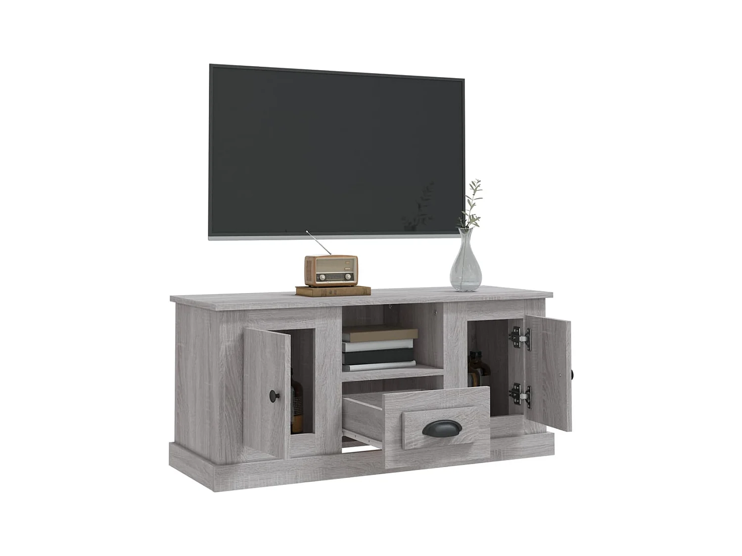 Meuble TV sonoma gris 100x35,5x45 bois d'ingénierie