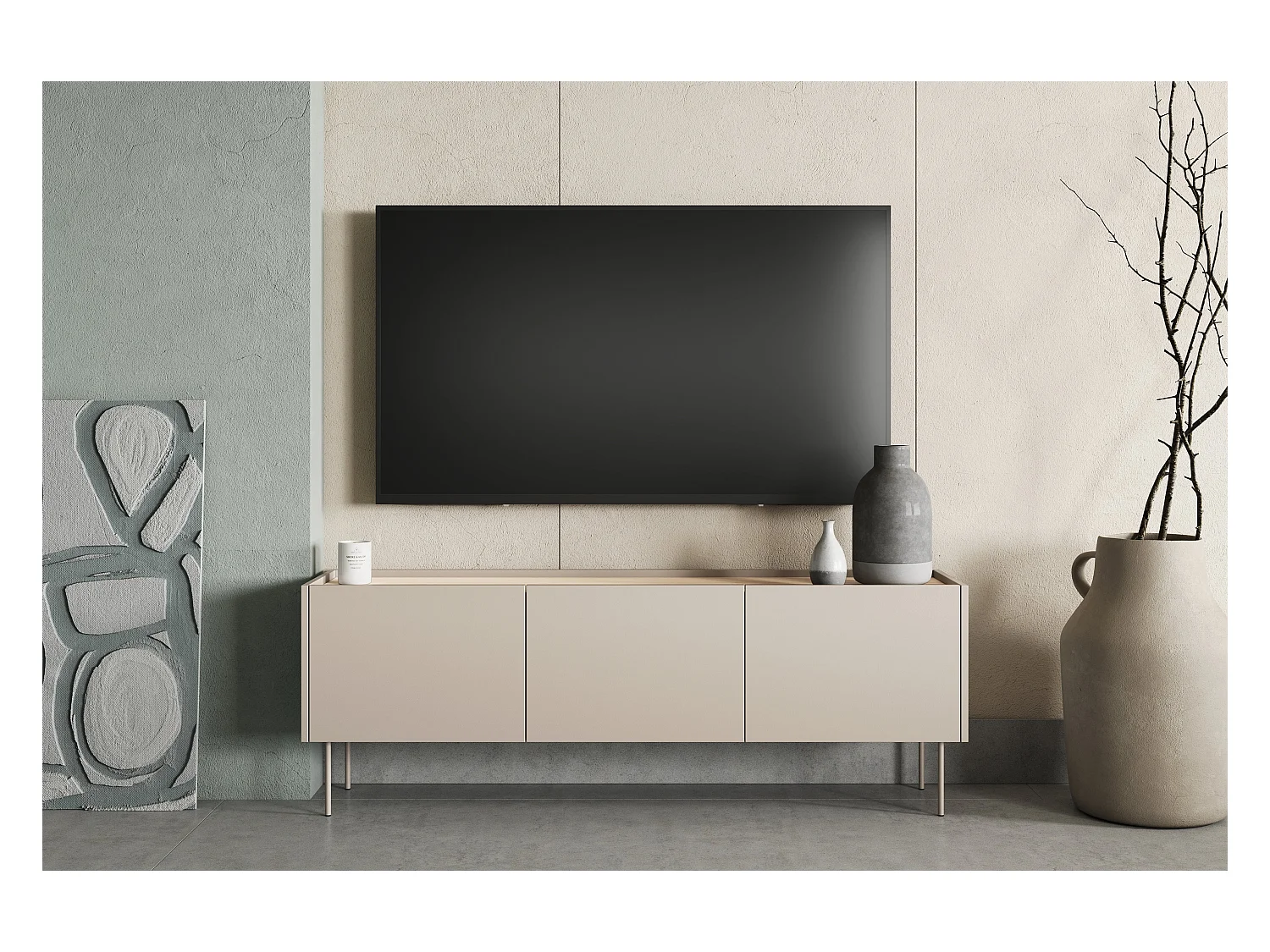 3-türiger TV-Schrank mit Metallfuß 170x60 cm