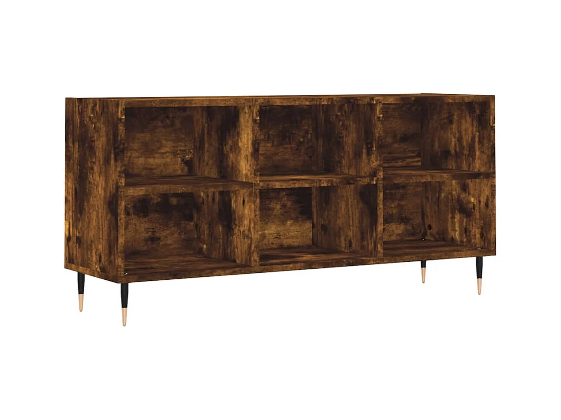 Meuble TV chêne fumé 103,5x30x50 bois d'ingénierie