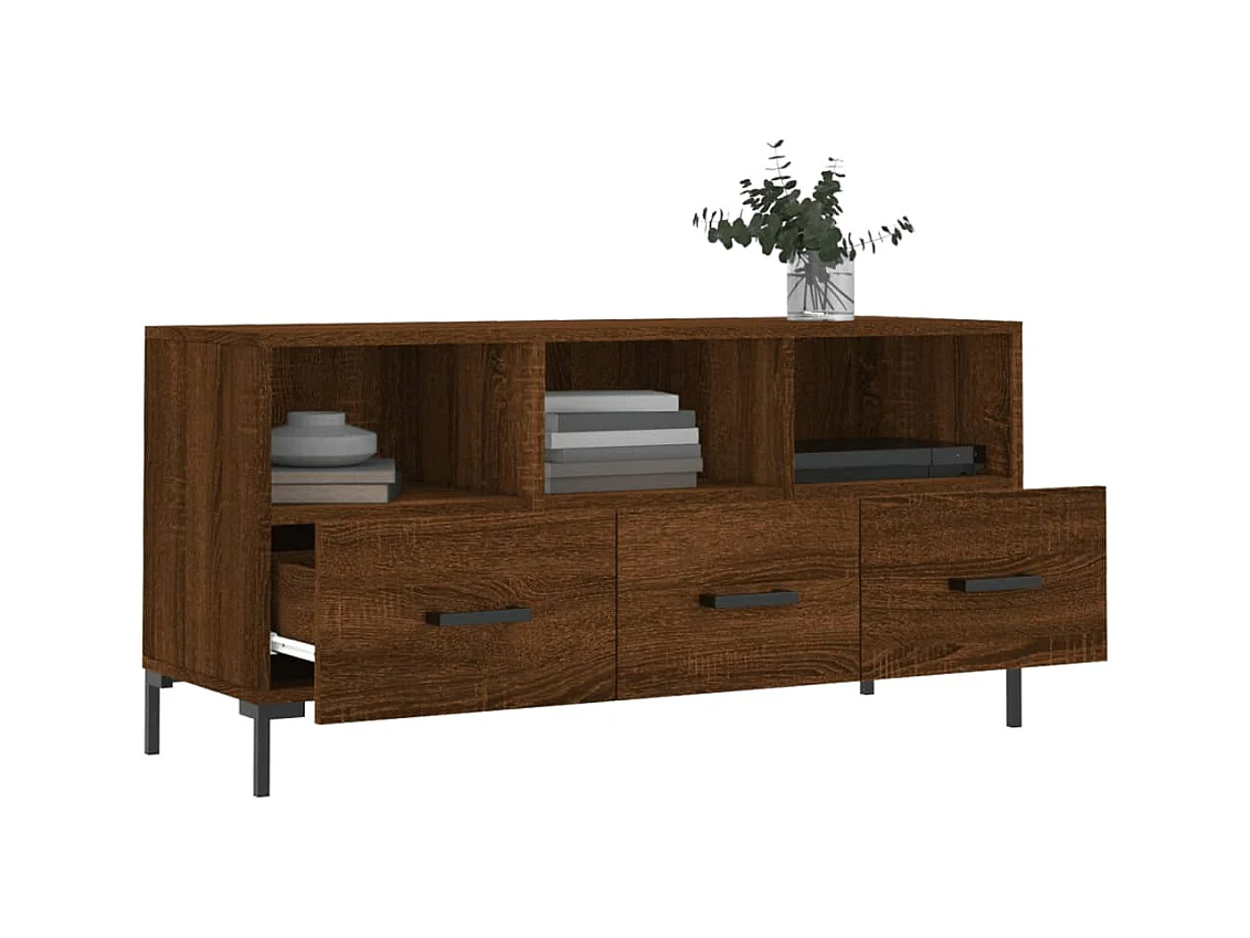 Meuble TV chêne marron 102x36x50 bois d'ingénierie