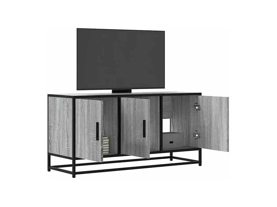Meuble TV sonoma gris 100x35x50 bois d'ingénierie et métal