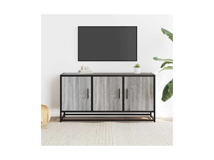 Meuble TV sonoma gris 100x35x50 bois d'ingénierie et métal