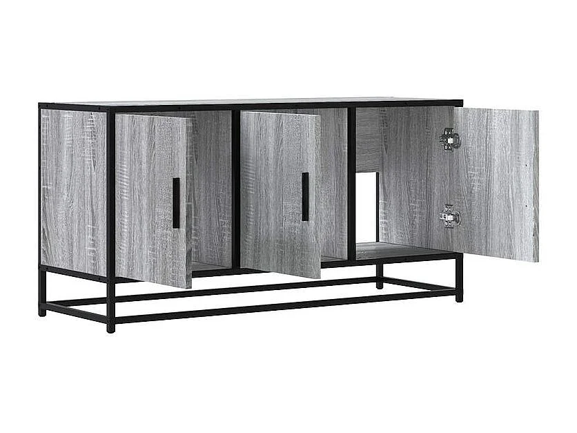 Meuble TV sonoma gris 100x35x50 bois d'ingénierie et métal