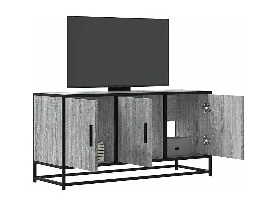 Meuble TV sonoma gris 100x35x50 bois d'ingénierie et métal