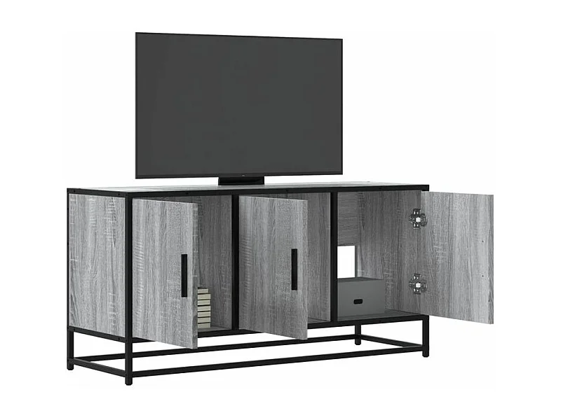 Meuble TV sonoma gris 100x35x50 bois d'ingénierie et métal